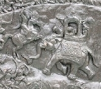 Maharaja Pratap's tent peggers charging Emperor Akbar's war elephants